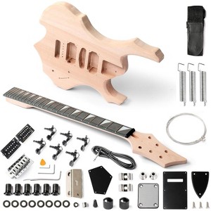 Glarry DIY Electric Guitar Kit, 6 Strings Mahogany Wood Body Maple Neck, Burning Fire Style - 1 of 4