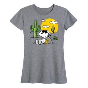 Women's - Peanuts - Snoopy & Woodstock Short Sleeve Graphic T-Shirt - 1 of 4
