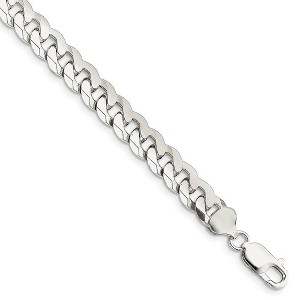 Black Bow Jewelry Men's 8.5mm Sterling Silver Solid Beveled Curb Chain Bracelet - 1 of 4