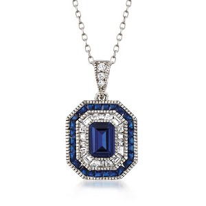 Ross-Simons 1.25 Carat Simulated Sapphire and .60 ct. t.w. Lab-Grown Blue Spinel Pendant Necklace With .32 ct. t.w. Czs in Sterling Silver - 1 of 3