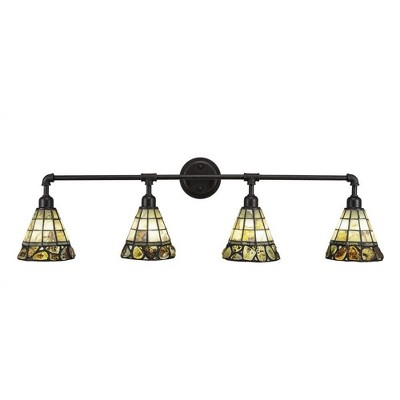 Toltec Lighting Vintage 4 - Light Vanity in  Dark Granite with 7" Cobblestone Art Glass Shade