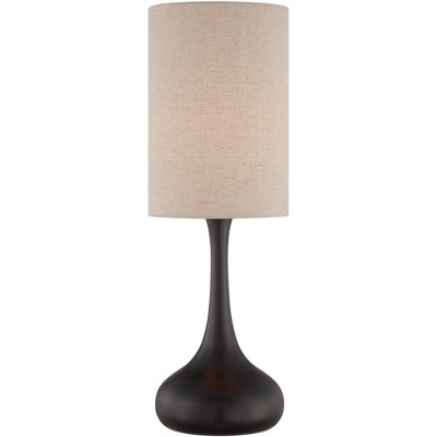 360 Lighting Modern Table Lamp Espresso Bronze Metal Droplet Linen Cylinder Shade for Living Room Family Bedroom Bedside Office