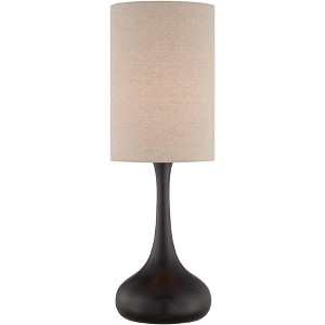 360 Lighting Droplet 24 1/2" High Mid Century Modern Table Lamp Brown Espresso Bronze Finish Metal Single Tan Cylinder Shade Living Room Bedroom - 1 of 4
