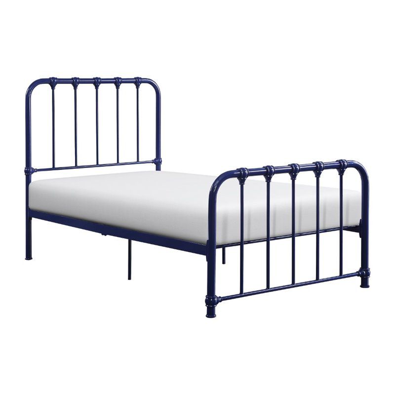 Bethany Twin Metal Platform Bed in Navy Blue - Lexicon, 1 of 5