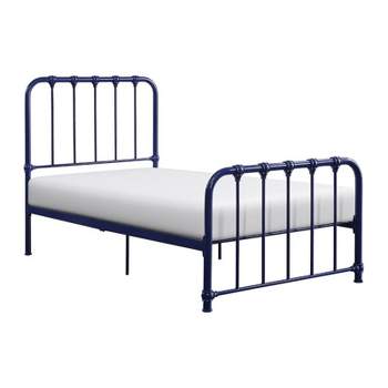 Bethany Twin Metal Platform Bed in Navy Blue - Lexicon