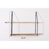 Floating Shelf with Metal Brackets, Wall Mounted Rustic Wood Wall Storage, Various decorations hanging display (2-Tier ¨C Natural Wood) - 3 of 4