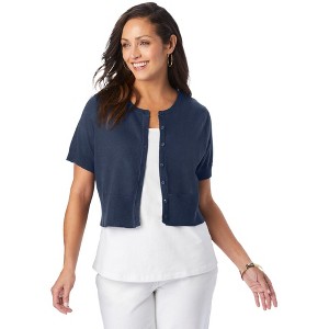 Jessica London Women's Plus Size Jewel-Neck Shrug - 1 of 4