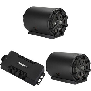 Kicker 48PXA6001 Weatherproof Powersport Mono Amp & (2) 8" TB 4 Ohm Loaded Enclosure Subwoofer - 1 of 4