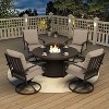 ALAULM 5 Piece Metal Outdoor Patio Furniture Set with Round Fire Pit Table - 2 of 4