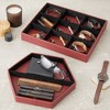 Juvale Set of 2 Faux Leather Valet Tray for Men, Customizable Catch All Trays for Keys, Wallet, Watch, Nightstand Drawer Organizer, 2 Shapes, Red - 2 of 4