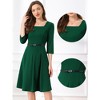 INSPIRE CHIC Women's Work Elegant Square Neck 3/4 Sleeve Belted Pleated a Line Church Midi Dress - 2 of 4