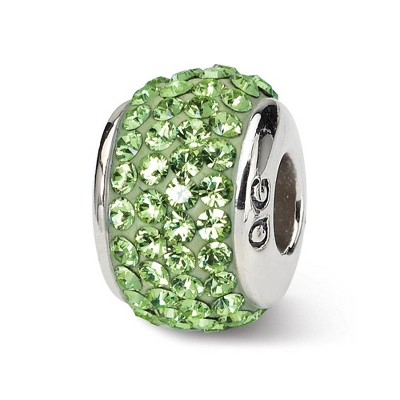 Black Bow Jewelry Sterling Silver with Light Green Crystals August Birthstone Bead Charm