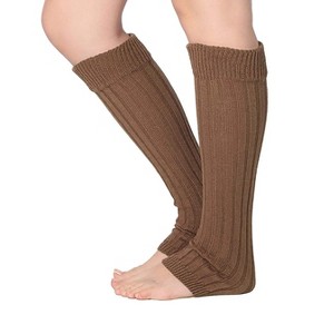 Isadora Paccini Women's 80s Style Ribbed Deep Mocha Brown Leg Warmers for Parties & Sports Accessories - 1 of 1