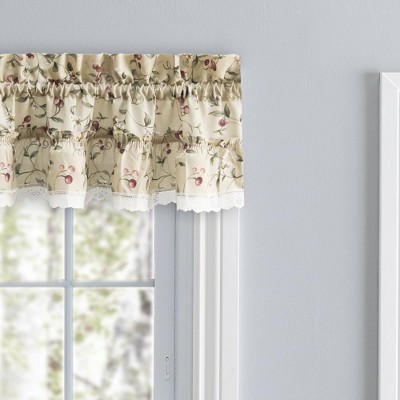 Natural Cherries Ruffled Rod Pocket Valance 52" x 12"