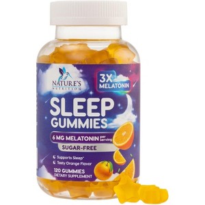 Melatonin Sleep Gummies Sugar Free, 6 mg Natural Melatonin Sleep Adults, Extra Strength Sleep Gummy Supplements - 120 Gummies By Nature's Nutrition - 1 of 4