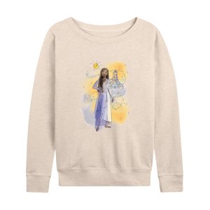 Women's - Disney - Asha Sketch In The Beginning Lightweight French Terry Wide Neck Long Sleeve Shirt - 1 of 4
