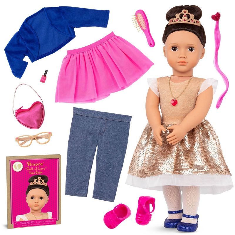 Our Generation Fashion Starter Kit in Gift Box Amora with Mix &#38; Match Outfits &#38; Accessories 18&#34; Fashion Doll, 1 of 14