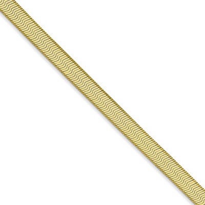 Black Bow Jewelry 4mm 10k Yellow Gold Solid Herringbone Chain Necklace