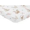 Sweet Jojo Designs Girl Baby Fitted Mini Crib Sheet Deer Floral Pink Green White - 2 of 4