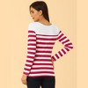 INSPIRE CHIC Women's Color Block Round Neck Long Sleeves Striped Basic T-Shirt - 4 of 4