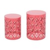VisioGear Patio End Tables, 2-pcs Patio End Tables, Indoor Outdoor Nesting End Carved Trellis Design Side Table, Red, 13.75"*13.75"*18" - 3 of 4