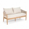 Outdoor Acacia Wood Loveseat,Modern Patio Rope Weave Loveseat with Wood Frame,Lounge Loveseat with Cushion for Garden or Deck-Coolbibila - 2 of 4