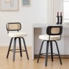 Bekrvio Swivel Counter Height Bar Stools Set of 1/2/3/4 - 26" Faux Leather Upholstered with Rattan Back, Black Wood Frame for Kitchen Island - 2 of 4