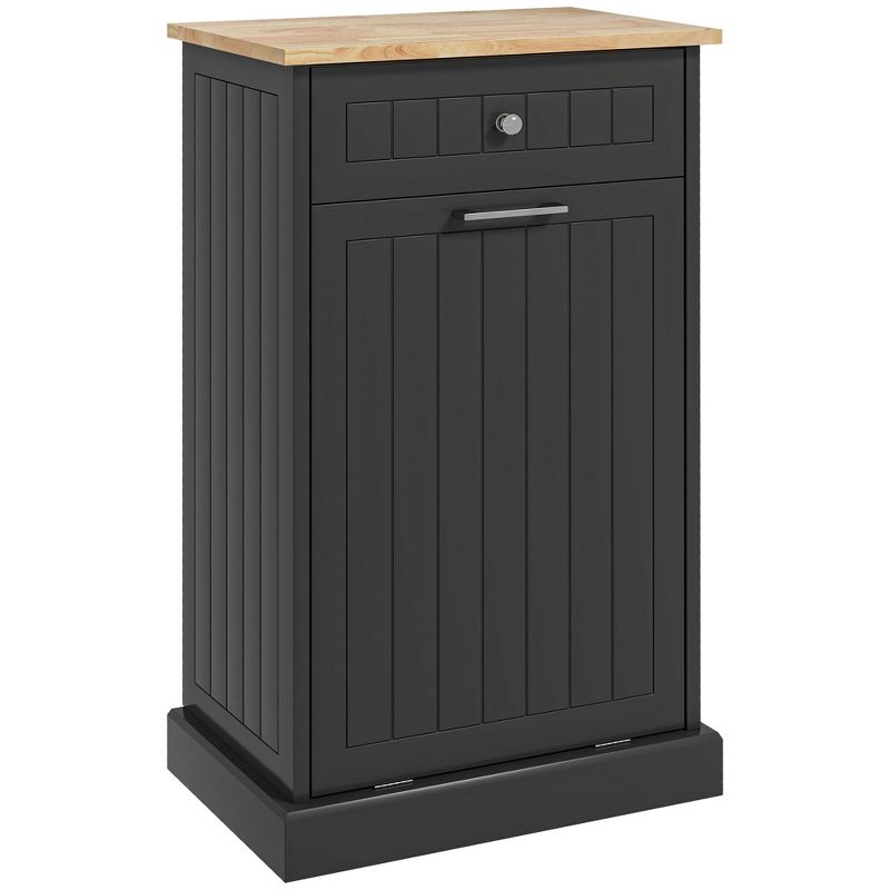 HOMCOM Kitchen Tilt Out Trash Bin Cabinet Free Standing Recycling Cabinet Trash Can Holder With Drawer, 4 of 7