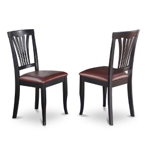 East West Furniture, Avon  Chair  for  dining  room  With  Faux  Leather  Seat  -  Black    Finish,  Set  of  2 - 1 of 3