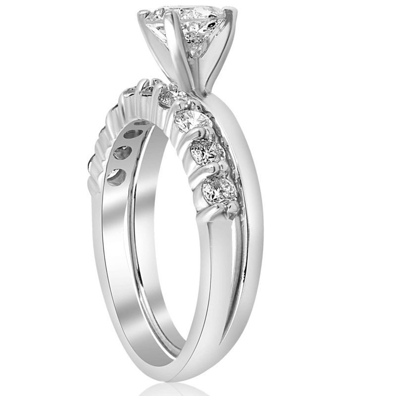 Pompeii3 1 1/10ct Diamond Engagement Wedding Ring Solitaire Set 14k White Gold, 3 of 5