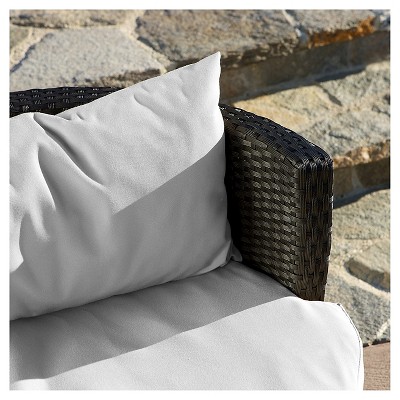 Black Wicker 3-Piece Outdoor Chat Set with White Cushions