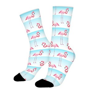 Pink Flamingo Women Printed Crew Socks Funny Funky Socks Soft Polyester Novelty Gifts for Artists Men - 1 of 1