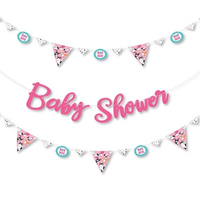 Big Dot of Happiness Pawty Like a Puppy Girl - Pink Dog Baby Shower Letter Banner Decoration - 36 Banner Cutouts and Baby Shower Banner Letters