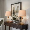 LNC Flabellum 24-in Traditonal Bedside/Standard Table Lamps, Polished Gold and Seeded Glass with Fabric Shade - 4 of 4