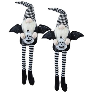 NAYSAYE Party Decoration and Accessories Set of 2 Fabric Sitting Gnomes with Wings for Halloween Decor, Black and White, 9.6"*4.5"*7.5" - 1 of 4