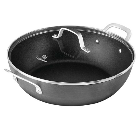 Calphalon Signature Hard-Anodized Nonstick 12-Inch Flat Bottom Wok with  Cover
