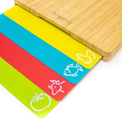 Bamboo Cutting Board Set with Multicolor Flexible Inserts