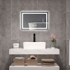 Single Bathroom Vanity Mirror With Polished Crystal Frame, LED Light Anti-Fog Wall Mirror For Vertical Or Horizontal-The Pop Home - 2 of 4