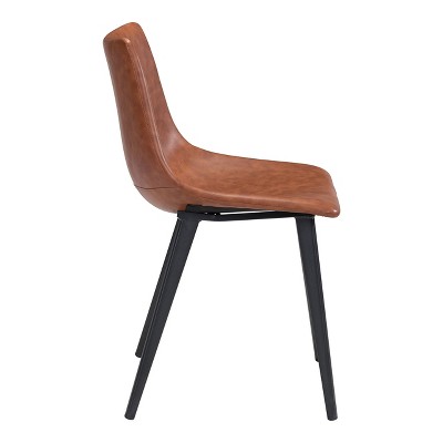 Vintage Brown Faux Leather Upholstered Dining Side Chair Set
