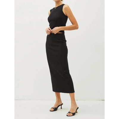 Women's Knitted High Rise Midi Skirt - be cool
