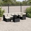 vidaXL 8 Piece Patio Sofa Set with Cushions Black Poly Rattan - Black and Cream without Storage - 2 of 4
