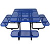 Square Outdoor Steel Picnic Table 46" blue, with umbrella pole - 2 of 4