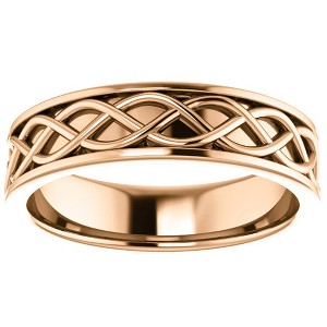 Pompeii3 Mens 14k Rose Gold 6MM Woven Comfort Fit Wedding Band - 1 of 4