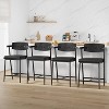 26" Counter Height Bar Stools Set of 2 with Arms, Upholstered Modern Metal Bar Chairs, Back & Footrest for Kitchen Island - 3 of 4