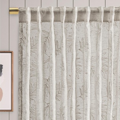 Gray Pleated Cotton Polyester Rod Pocket Back Tab Curtain Panel
