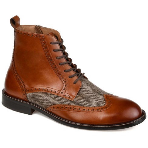 Men's Wingtip Leather Lace-Up Boots