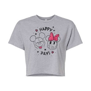Women's - Disney - Mickey Minnie Happy Days Cropped Graphic T-Shirt - 1 of 4