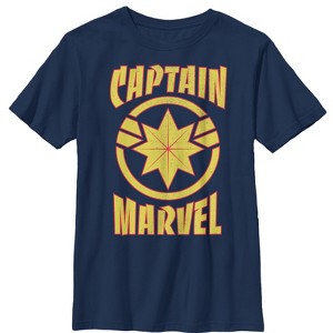 Boy's Marvel Captain Marvel Star Symbol Shield T-Shirt - 1 of 3