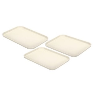Attop Plastic Fast Food Serving Tray 3Pcs 9.8"x6.7" Reusable Rectangular Cafeteria Serving Platter - 1 of 4