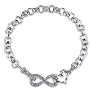 EVERLY JEWELRY | Sterling Silver 1/10 CT TW Diamond Bracelet With Chain, 7.5-inch - 1 of 4